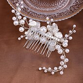 abordables Tocado de Boda-Peines de pelo Vestimenta de Cabeza Perla Artificial Legierung Boda cóctel Lujo Retro Con Perlado Artificial Lazo Celada Sombreros