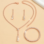 ieftine Seturi de Bijuterii-Seturi de bijuterii 4 buc Ștras Aliaj Cercei Coliere Brățări Pentru femei Elegant Epocă Modă Geometric Geometric Shape Set de bijuterii Pentru Nuntă Aniversare Invitat la nunta