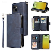 Недорогие Чехлы для iPhone-Чехол для iPhone 16 iPhone 15 Pro Max iPhone 14 13 12 11 Pro Max Mini SE X XR XS Max 8 7 Plus с кошельком и молнией с запястным ремешком подставка ретро TPU PU-кожа