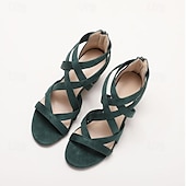 olcso Block Heels-Női Magassarkúak Szandálok Római cipő Keresztpántos sarkú cipő Parti Bálint nap Napi Kivág Vastag sarok Lábujj nélküli Elegáns Szüret minimalizmus Mikrobiális bőr Cipzár Fekete Fehér Zöld