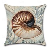 cheap Animal Style-6PCS Marine Life Double Side Cushion Cover 6PC Linen Soft Decorative Square Throw Pillow Cover Cushion Case Pillowcase for Sofa Bedroom Superior Quality Machine Washable