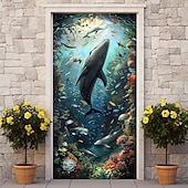 levne Garážové a dveřní bannery-podvodní jeskyně dveřní kryty dveří gobelín dveřní záclona dekorace pozadí dveřní prapor pro přední dveře statek dovolená party dekor zásoby