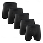 cheap Men&#039;s Boxers Underwear-Multi Packs 5pcs Men&#039;s Black+Gray+Blue+Wine Underwear Shorts Biker Shorts Elastic Waist Plain Outdoor Daily 95% Cotton All Seasons