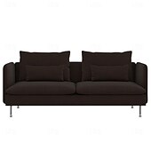 baratos Cobertura de Sofa-Capa de Sofá 3 Lugares Cor Sólida com Almofadas Revestidas em Algodão 100% com Braços