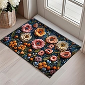cheap Doormats-Mexico Folk Art Flowers Doormat Non-Slip Oil Proof Rug Indoor Outdoor Mat Bedroom Decor Bathroom Mat Entrance Rug Door Mat