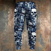 preiswerte Jogginghosen-Coole Totenköpfe, Camo, Punk, 3D-Druck, Seitentaschen für Herren, elastisches Kordelzug-Design, Jogginghose, Jogginghose, Hose, Outdoor-Sport &amp; Outdoor Straße Polyester blau braun grün s