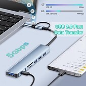 cheap USB Hubs-4/7/8 In 1 USB3.0 Type C Extender Hub Docking Station Multi USB Splitter Multiport Adapter USB 3.0 2.0 TF SD Reader Slot For for Mac Pro Mini iPad Pro Surface Pro lash Drive Mobile HDD
