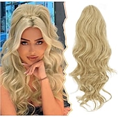 お買い得  ポニーテール-ショート巾着ポニーテールエクステンション、16インチの波状ポニーテールヘアエクステンション、ポニーテールヘアピースの合成クリップ、フェイクポニーテール、女性、女の子、デイリーハロウィン用。