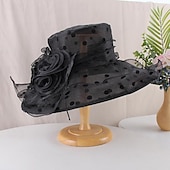 billige Coiffer-fascinators Hatter Hodeplagg organza Bøttehatt Solhatt Avslappet Ferie Elegant Årgang Med Blomst Prikkete Hodeplagg Hodeplagg
