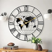 levne Nástěnné ozdoby-velká mapa světa nástěnné hodiny kovové minimalistické moderní hodiny kulaté tiché netikající baterie nástěnné hodiny do obýváku domácí kuchyně ložnice kancelář školní výzdoba 60 cm