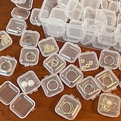cheap Jewelry &amp; Cosmetic Storage-20/50pcs Mini Plastic Storage Box Square Transparent Portable Container Jewelry Holder Earrings Packaging Display Case Medicine Bin Jewlery Garbage Can Storage Cases Pp Accessories Clear Buds