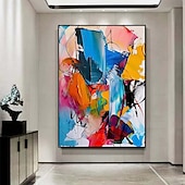 voordelige Abstracte schilderijen-kleurrijk pattle knife schilderij handgemaakt schilderij extra groot abstract schilderij groot canvas kunst schilderij voor woonkamer oversized muurkunst moderne abstracte kunst schilderij voor