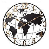 economico Decorazioni da parete-Grande orologio da parete mappa del mondo moderno muto semplice rotondo design in ferro soggiorno corridoio decorazione orologio elettronico 60 80 cm