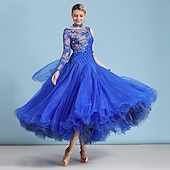 billige Ballroomkjoler-Ballroom-dans Kjole Rhinsten Dame Ytelse Langermet Polyester Nylon