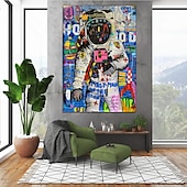 cheap People Paintings-Banksy Style Astronaut oil painting Pop Art Graffiti art Oil Painting 100% HandMade street art Oil Painting Astronaut pop art Oil Painting