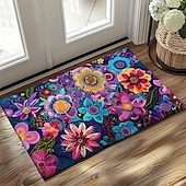 cheap Doormats-Mexico Folk Art Flowers Doormat Non-Slip Oil Proof Rug Indoor Outdoor Mat Bedroom Decor Bathroom Mat Entrance Rug Door Mat