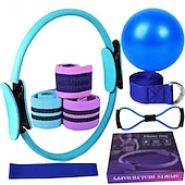 billige Antistress-leketøy-yoga fitness elleve deler sett med bånd lateks silke hip ring lateks elastisk ring yoga ball stretching band pilates