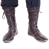baratos Calçado-sapatos retrô vintage medievais renascentistas botas planas de jazz pirata cavaleiro ritter masculino unissex evento de halloween/festa sapatos de máscaras botas medievais extravagantes