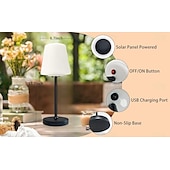 abordables Lámparas de mesa-Lámpara de mesa solar regulable, lámparas de mesa inalámbricas recargables, lámpara de mesa portátil de 3 modos de color para sala de estar, oficina, restaurante y patio