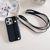 cheap iPhone Cases-Phone Case For iPhone 16 iPhone 15 Pro Max Plus iPhone 14 13 12 11 Pro Max Plus Mini SE for Women Girl with Stand Holder with Lanyard with Wrist Strap Retro TPU PU Leather