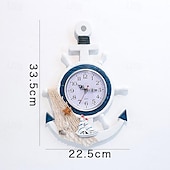 economico Decorazioni da parete-decorazione da parete da appendere alla parete in stile mediterraneo, legno stampato a polvere, blu e bianco, timoniere, ancora, orologio nautico personalizzato creativo