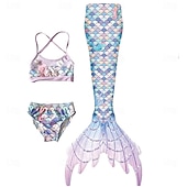 economico Costume da bagno a sirena-Bambino Da ragazza Tre pezzi Costume da bagno da sirena Costumi da bagno Esterno Bilance Costumi da bagno 2-12 anni Estate Bianco Giallo