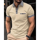 economico Polo classica da uomo-Per uomo Camicia da golf Golf polo da golf Ufficio Informale Bavero Manica corta Essenziale Moderno Color Block Pied-de-poule Collage Primavera estate Standard Nero Bianco Rosso Blu marino Blu Beige