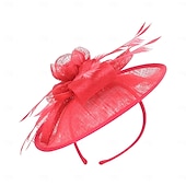 preiswerte Faszinationen-Stirnbänder, Hüte, Kopfbedeckung, Sinamay-Bowlerhut/Cloche-Hut, Untertassenhut, Zylinderhut, Hochzeit, Teeparty, elegante Hochzeit mit Feder-Bowknot-Kopfschmuck, Kopfbedeckung