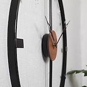 abordables Detalles para la pared-Reloj de pared artístico grande y moderno, reloj de pared grande, decoración artística, relojes de pared, decoración de oficina, minimalista, metal negro para cocina, dormitorio, negro, 60cm