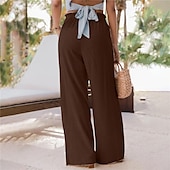 voordelige wijde pijpen en hoge taille-Dames Breed Been Broeken Casual / Dagelijks Lang Effen Zijzakken Elastische tailleband Ademend Comfortabel Inelastisch Uitgaan Weekend Zwart Blozend Roze Lichtgrijs Donkergrijs Lente zomer Normale