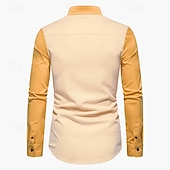 economico camicia da uomo con bottoni-Per uomo Camicia Camicia Estiva Camicia casual Camicia da Spiaggia Camicia con Bottoni Vino Blu Kaki Manica Lunga Blocco di colori Colletto alla coreana Vacanza Ferie Bottonato Abbigliamento