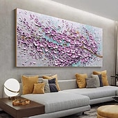 abordables Peintures fleurs/botaniques-peinture à l&#039;huile de fleur épanouie art de paysage fait à la main minimaliste fleur de cerisier blanc toile peinture à l&#039;huile peint à la main 3d texture crémeuse peinture à l&#039;huile art mural