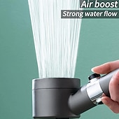economico Gadget bagno-Soffione doccia portatile pressurizzato nero da 1 pezzo, soffione doccia con uscita acqua regolabile in 3 modalità, soffione doccia massaggiante rotondo, hardware per il bagno, accessori per il bagno