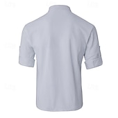 economico Casual da lavoro-Per uomo Camicia camicia di lino Camicia in lino e cotone Camicia in cotone bianco Camicia con colletto cinese Camicia con colletto alla coreana Liscio Da mare Strada Nero Bianco Blu marino Blu