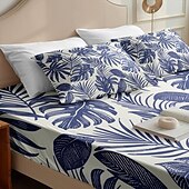 cheap Sheets &amp; Pillowcase-Leaves Spring Pattern Fitted Sheet Set 100% Cotton Ultra Soft Breathable Silky Bed Sheets Deep Pocket Bedding Sheets 3 Piece Queen King Size