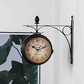 economico Decorazioni da parete-orologio da parete retrò fronte-retro stile antico europeo creativo classico orologi da parete soggiorno all'aperto camera da letto studio decorazione della parete 5 pollici