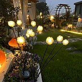 tanie Oświetlenie krajobrazowe-2 szt. Słoneczna huśtawka ogrodowa zasilana energią słoneczną światło mniszka lekarskiego 6/8 diod led na zewnątrz ip65 wodoodporne oświetlenie patio ścieżka krajobraz chodnik na zewnątrz lampa dekoracyjna
