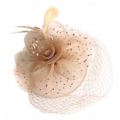 levne Svatební čelenka-Fascinátory Klobouky Doplňky do vlasů Organza Se širší krempou Cylindr Závojový klobouk Dostih koktejl Elegantní Vinobraní S Peří Mašličky Přílba Pokrývky Hlavy