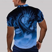 billiga Pikétröja med djurtryck för män-Herr Drake Pikétröjor Golftröja Kortärmad Polotröjor Skjortor med krage Ledigt Rolig Semesterkläder Festkläder Knappar 3D-utskrift Sommar Blå Kaki