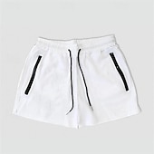 economico Pantaloncini casual-Per uomo Pantaloncini da sudore Pantaloncini Pantaloncini casual Cerniera A cordoncino Vita elastica Liscio Comfort Breve Per eventi Spiaggia Fine settimana Di tendenza Informale Nero Bianco Media