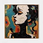 abordables Peintures portraits-peint à la main abstrait visage humain palette peinture toile faite à la main art belle femme abstraite couteau à palette peinture art mural femme texture peinture à l&#039;huile