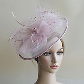 billige Bryllupshodeplagg-fascinators Hatter Hodeplagg organza Fedora Solhatt Topplue Hesteløp cocktail Elegant Årgang Med Fjær Sløyfer Hodeplagg Hodeplagg