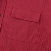 abordables Classique-Homme Chemise Lin Chemisette Chemise d&#039;été Tenues de plage Chemise boutonnée Plein Vacances Casual Rose Claire Blanche Vert Claire Rouge Manche Courte Col rabattu Eté Vêtement Tenue