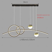 abordables Éclairages pour îlot-120 cm Intensité Réglable Lampe suspendue Aluminium Le Gel de Silice Style artistique Nouveauté Tendance Finitions Peintes Noir Artistique Moderne 110-240 V