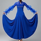 abordables Salle de Bal Standard-Danse latine Danse de Salon Robe Cristaux / Stras Femme Utilisation Usage quotidien manche longue Coton cristal