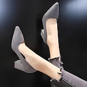 levne Block Heels-elegantní růžové semišové lodičky na podpatku – klasické vysoké podpatky se špičatou špičkou pro ženy, ideální do kanceláře, na večírky a formální události