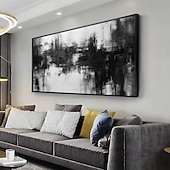 preiswerte Abstrakte Gemälde-Handgefertigtes Ölgemälde auf Leinwand, Wandkunst, Dekoration, schwarz-weiß, modernes, einfaches, handgemaltes, abstraktes, dekoratives Bild für Zuhause, Wohnzimmer, gerolltes, rahmenloses,