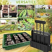 abordables outils à main de jardin-Bloqueur de sol amélioré, fabricant de blocs de sol avec poignée confortable, outil de blocage de sol à 4 cellules en ABS pour démarrer la germination des graines.