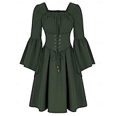 economico Vestito-abito da vacanza rinascimentale medievale vintage retrò, abito da festa in maschera, outlander, da donna, per halloween, festa di nozze, sca, abbigliamento medievale
