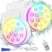cheap Underwater Lights-Rechargeable Submersible Pool Lights Bright Floating LED Lights, Underwater Lights Beautiful RGB for Swimming Pool, Hot Tub, Spa